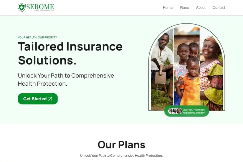 Homepage screenshot of the Serome Health website